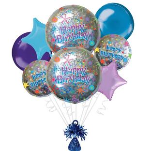 Holographic Birthday Foil Balloon Bouquet